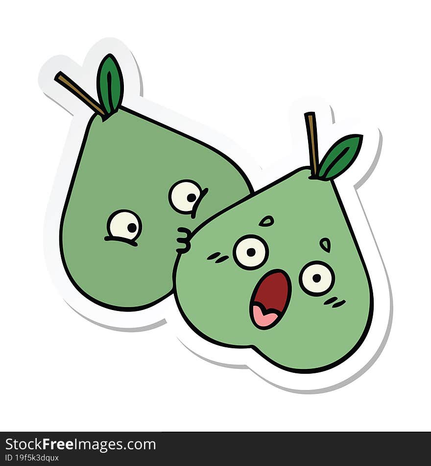 sticker of a cute cartoon green pear