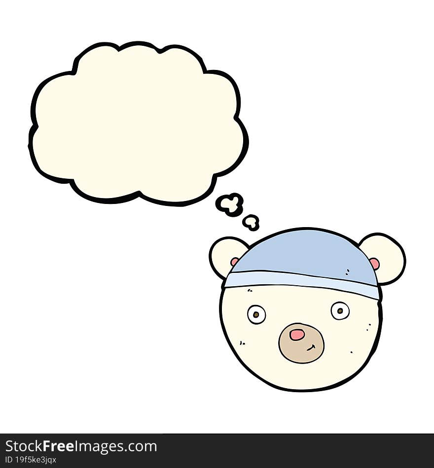 cartoon polar bear face with thought bubble