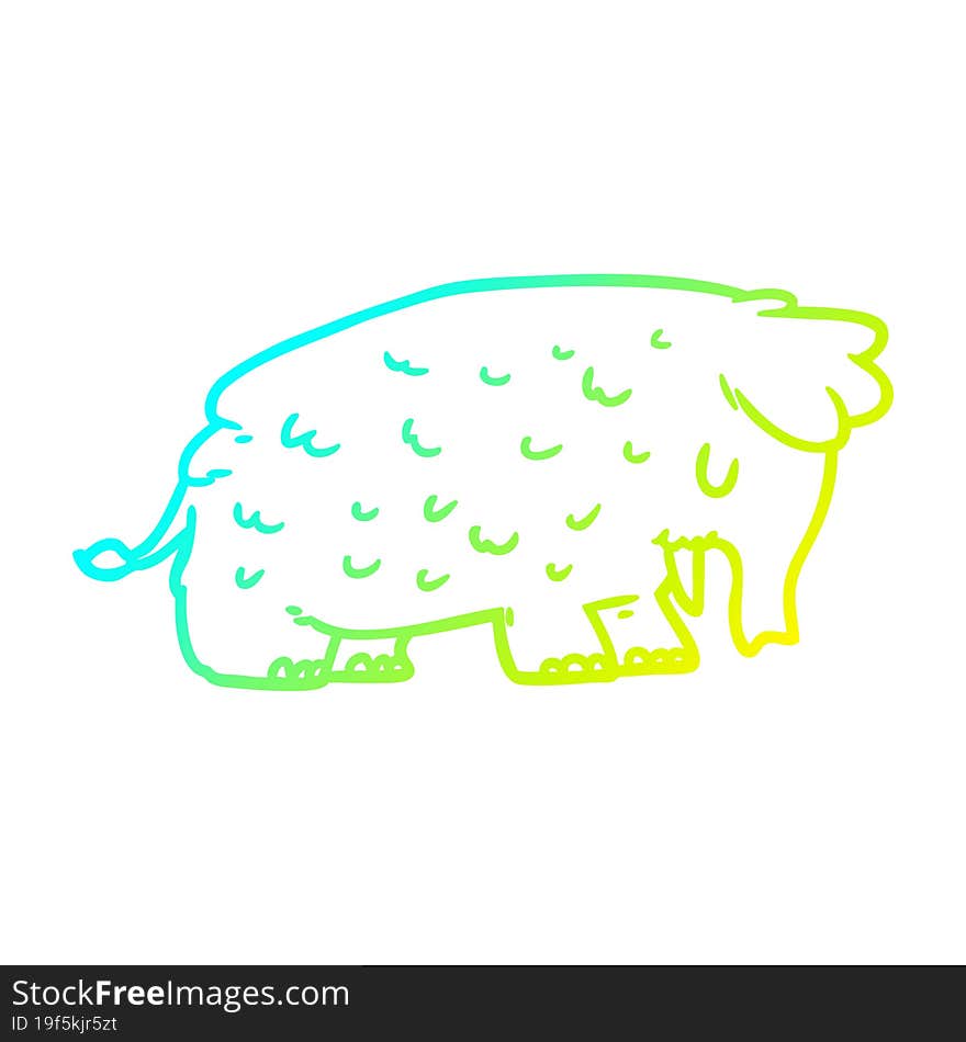 Cold Gradient Line Drawing Cartoon Mammoth