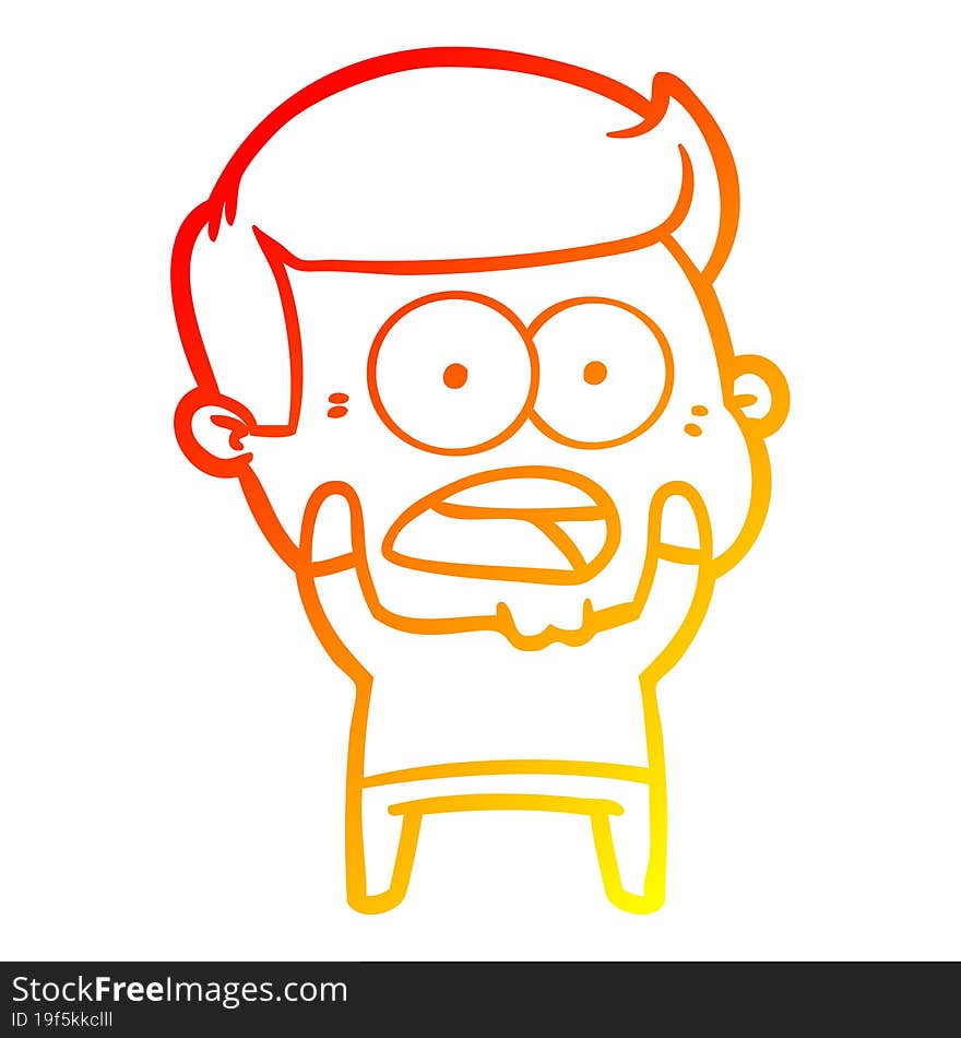 warm gradient line drawing cartoon shocked man