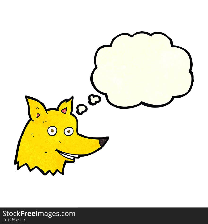 cartoon fox head with thought bubble