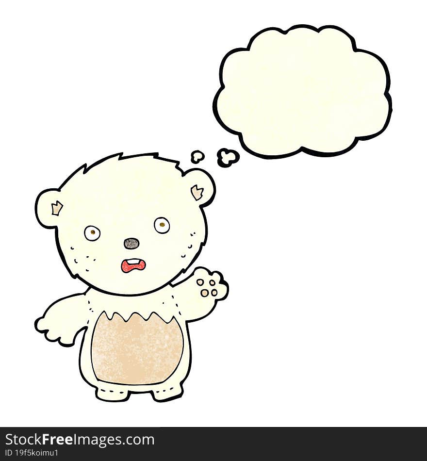 Cartoon Worried Polar Bear With Thought Bubble