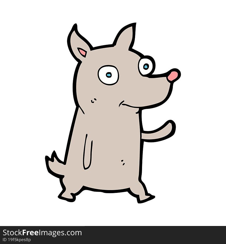 Cartoon Little Dog Waving