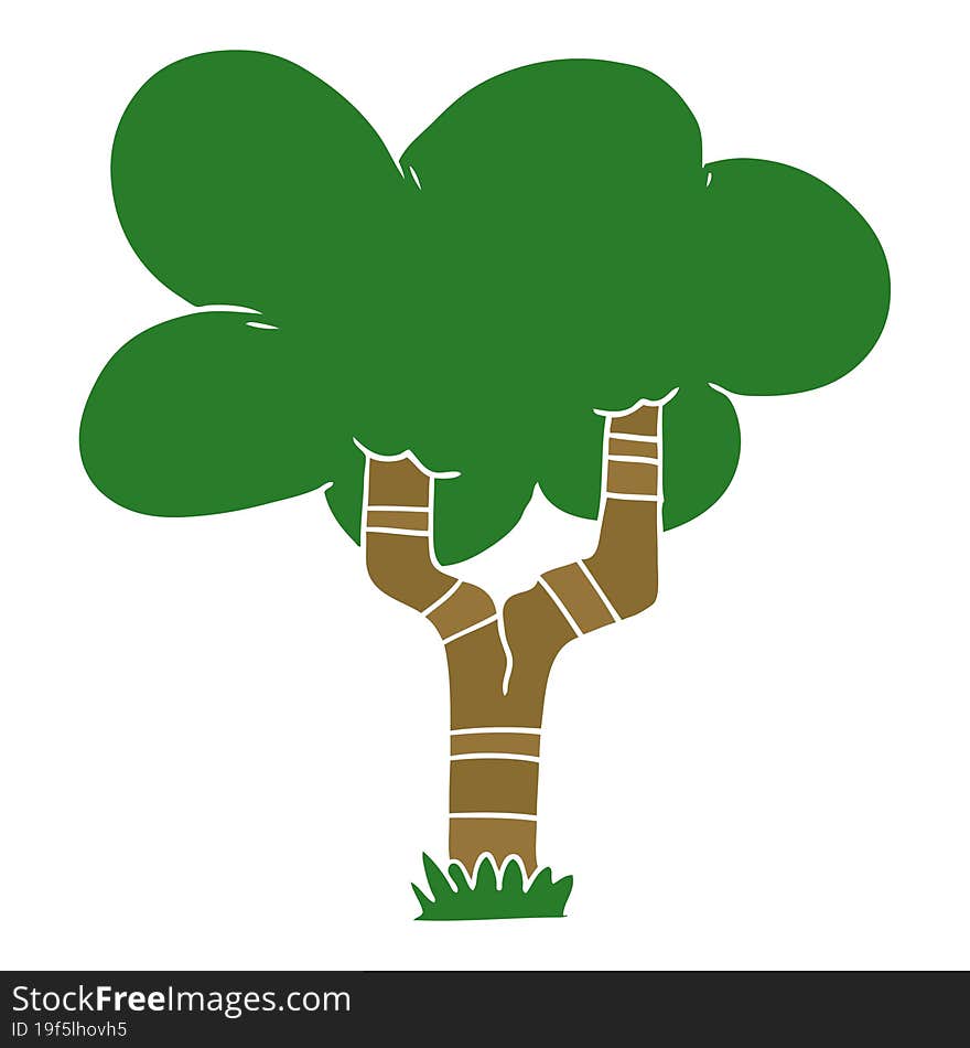 Flat Color Style Cartoon Tree