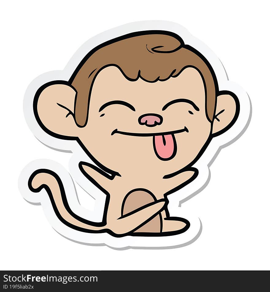 Sticker Of A Funny Cartoon Monkey