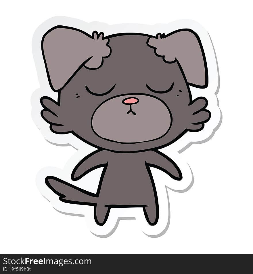 Sticker Of A Cute Cartoon Dog