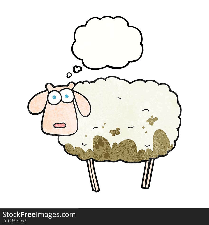 thought bubble textured cartoon muddy sheep