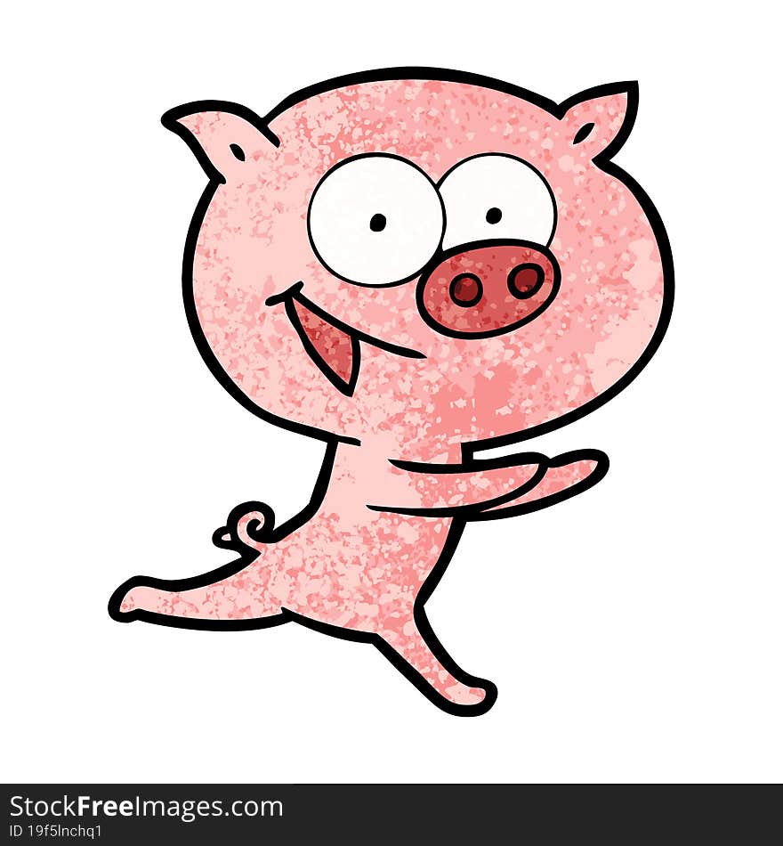 cheerful pig cartoon. cheerful pig cartoon