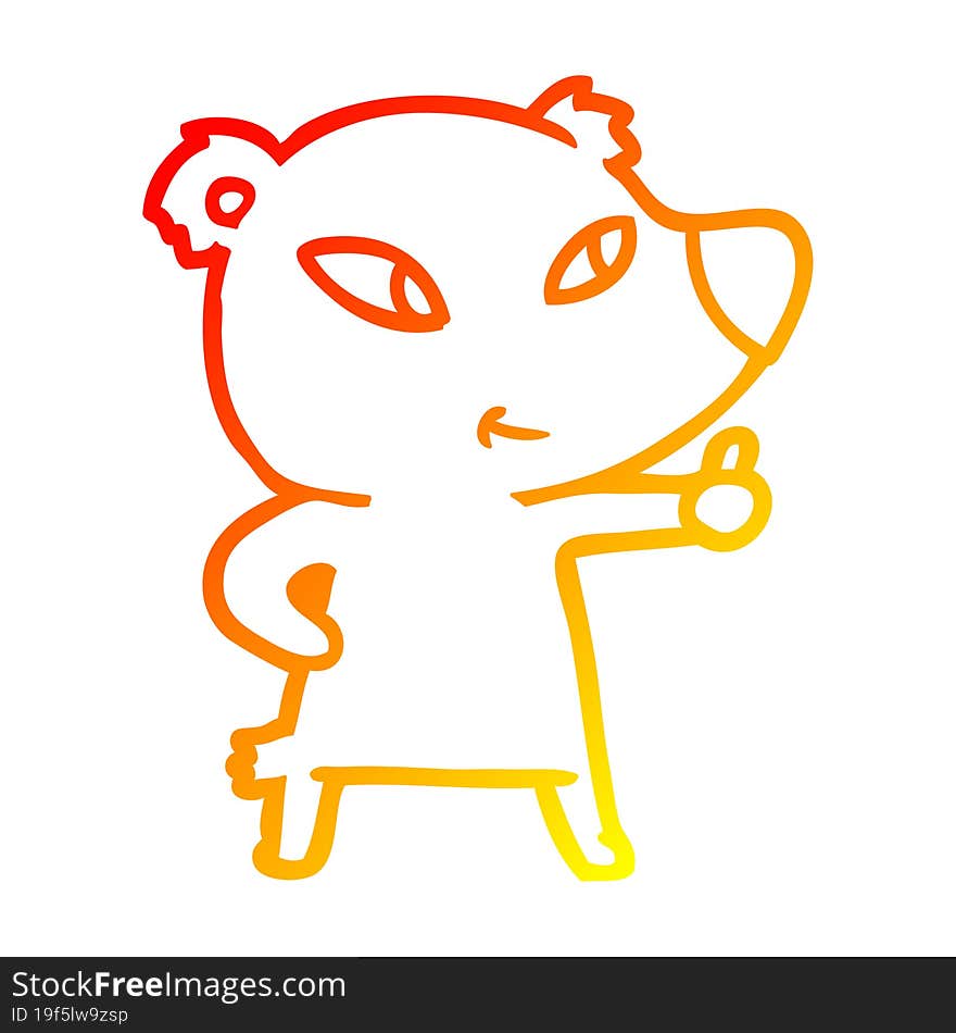 warm gradient line drawing cute cartoon bear