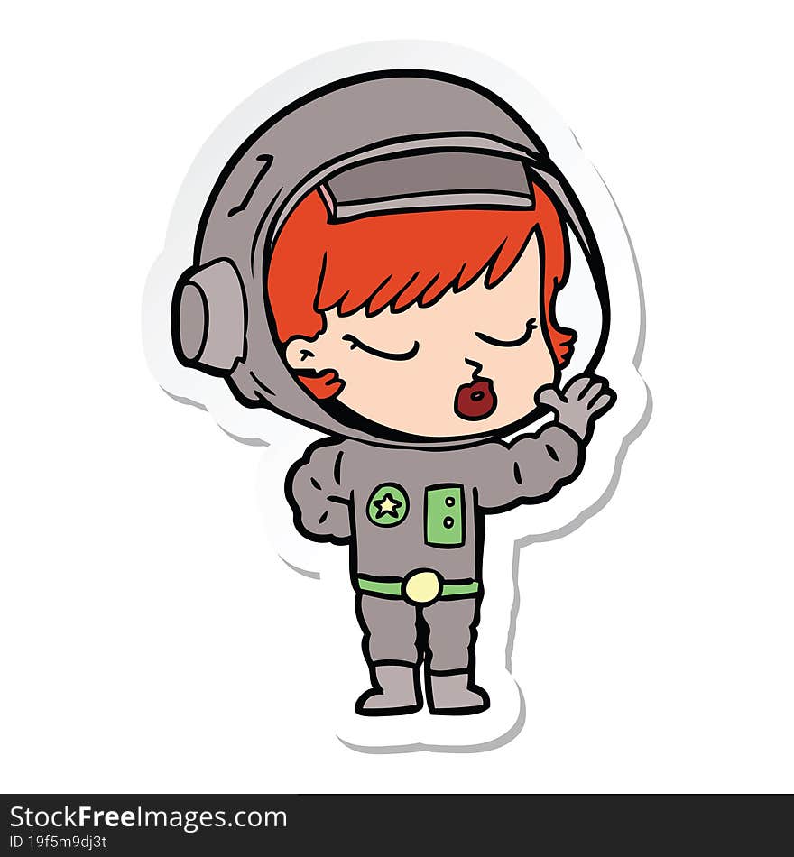 sticker of a cartoon pretty astronaut girl