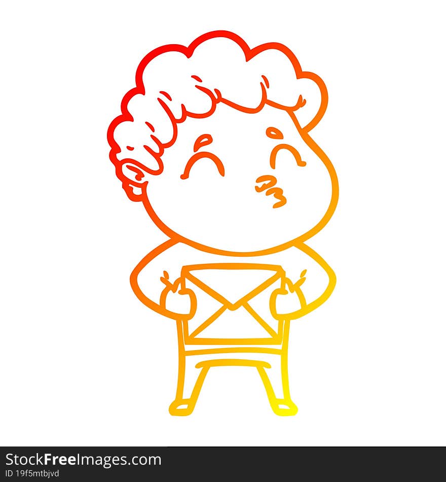 warm gradient line drawing cartoon man pouting