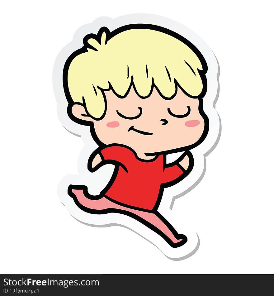 sticker of a cartoon happy boy