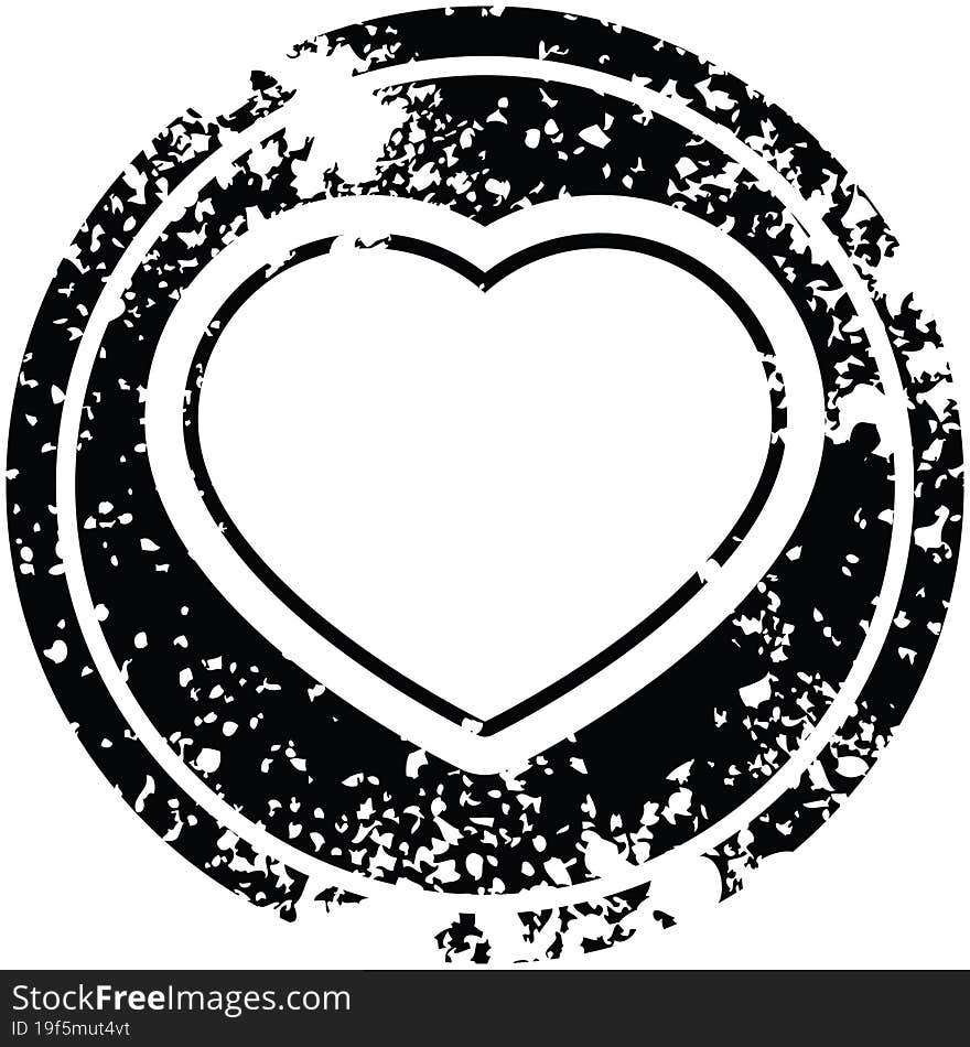 Heart Circular Distressed Symbol