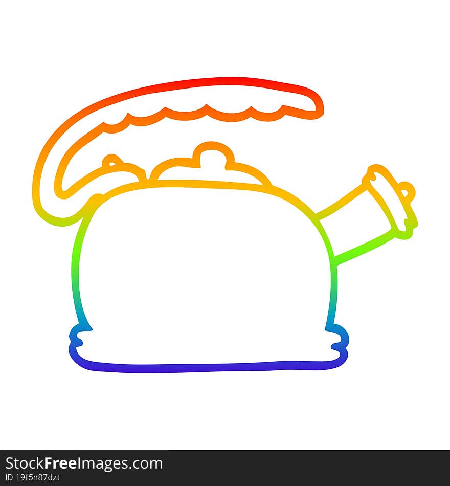 rainbow gradient line drawing cartoon whistling kettle