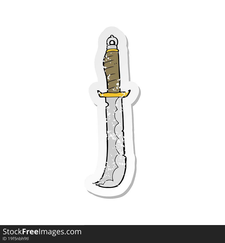 retro distressed sticker of a cartoon sword