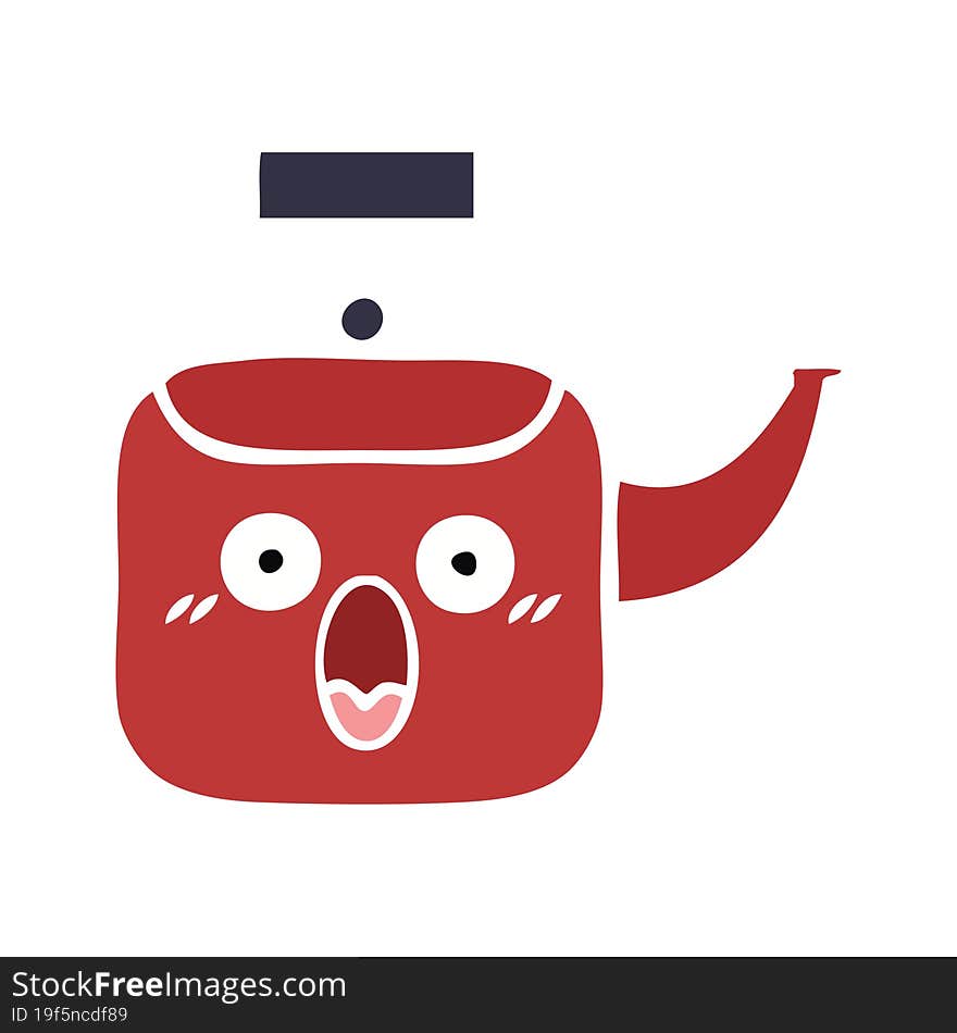 flat color retro cartoon kettle