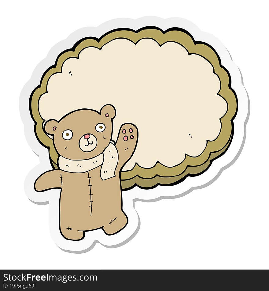 sticker of a cartoon bear and cloud