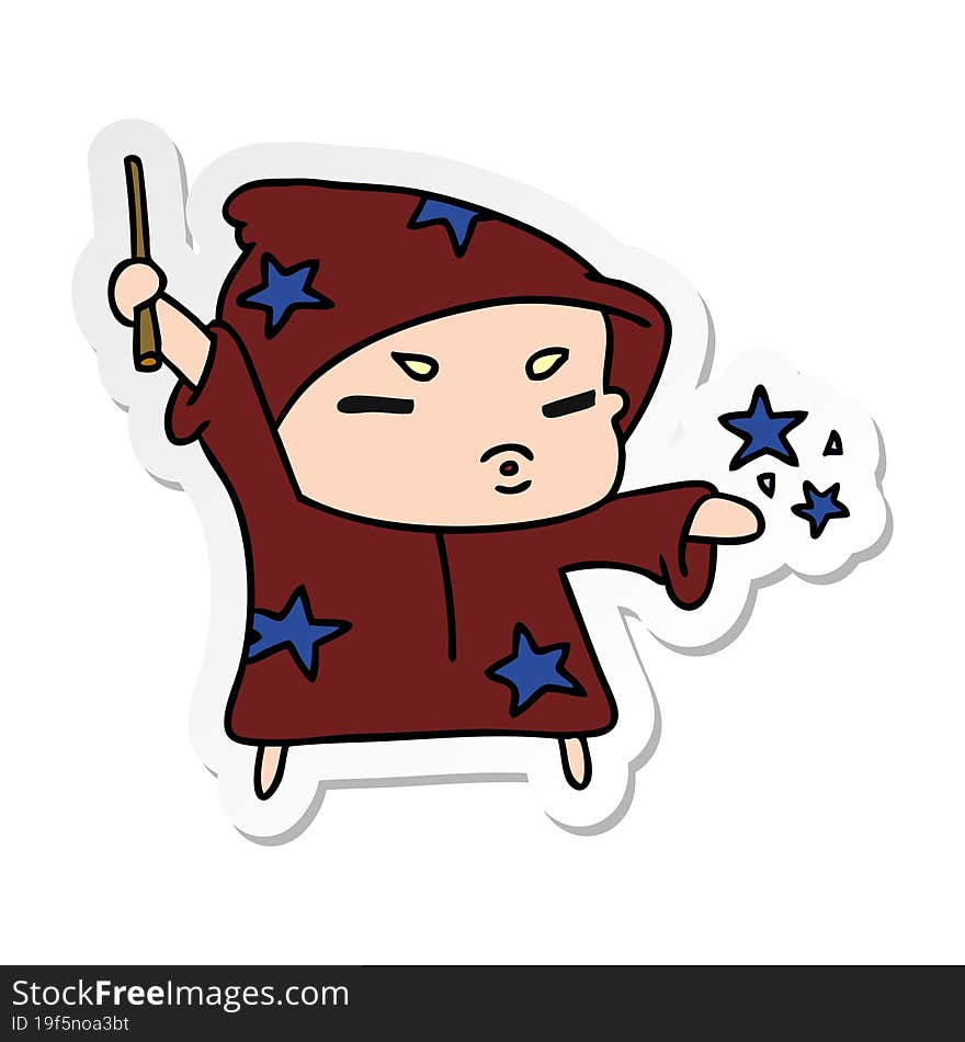 sticker cartoon  cute kawaii wizard child