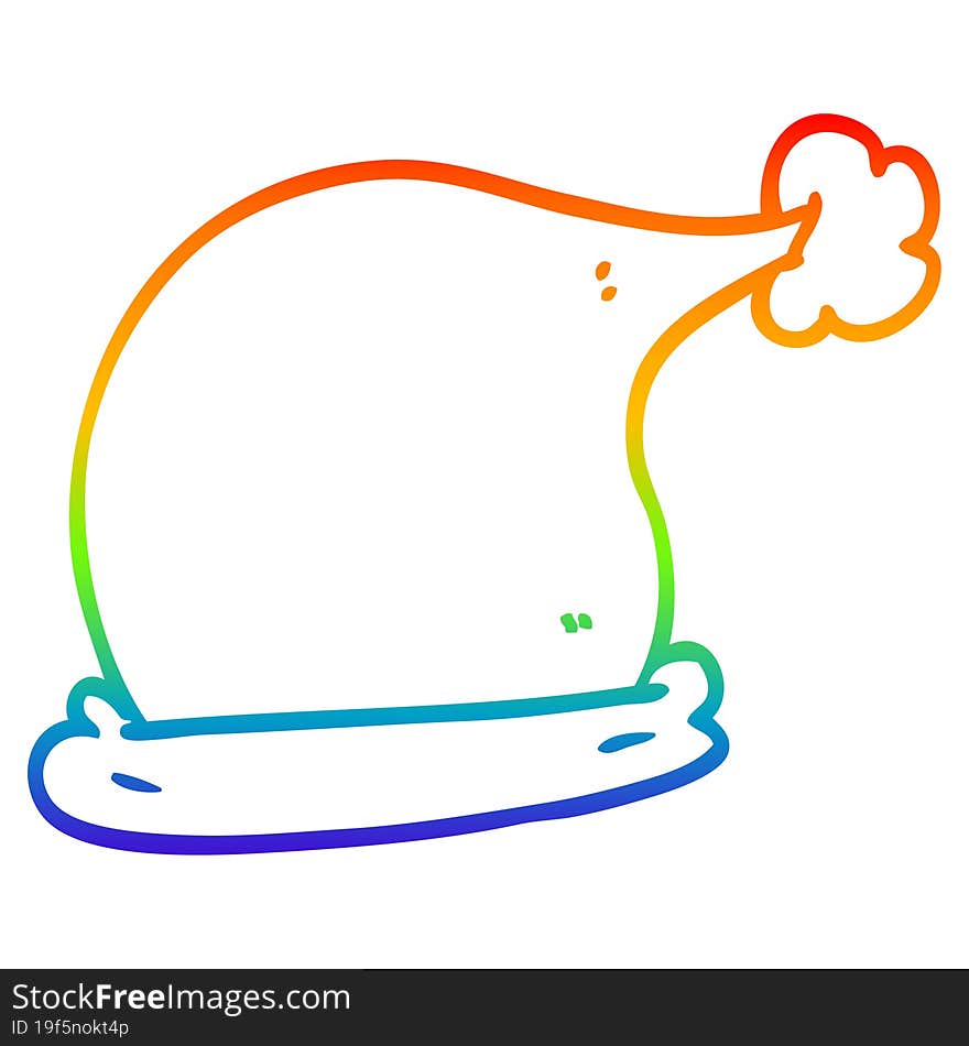 Rainbow Gradient Line Drawing Cartoon Christmas Hats