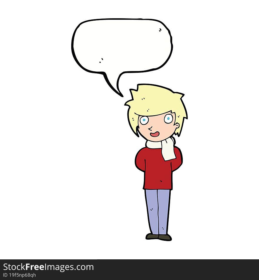 Cartoon Friendly Man With Speech Bubble