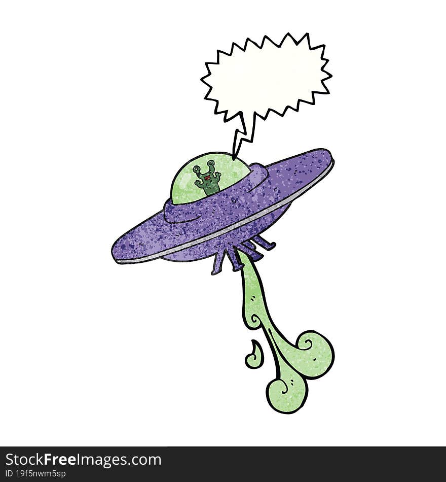 speech bubble textured cartoon alien spaceship