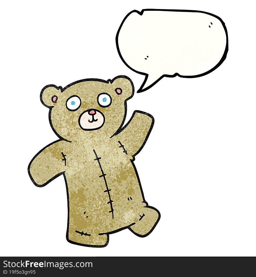 Speech Bubble Textured Cartoon Teddy Bear