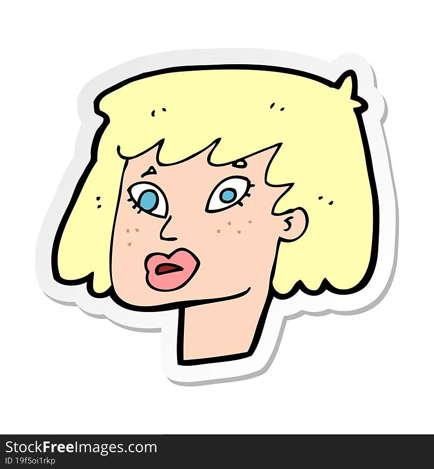 sticker of a cartoon pretty female face