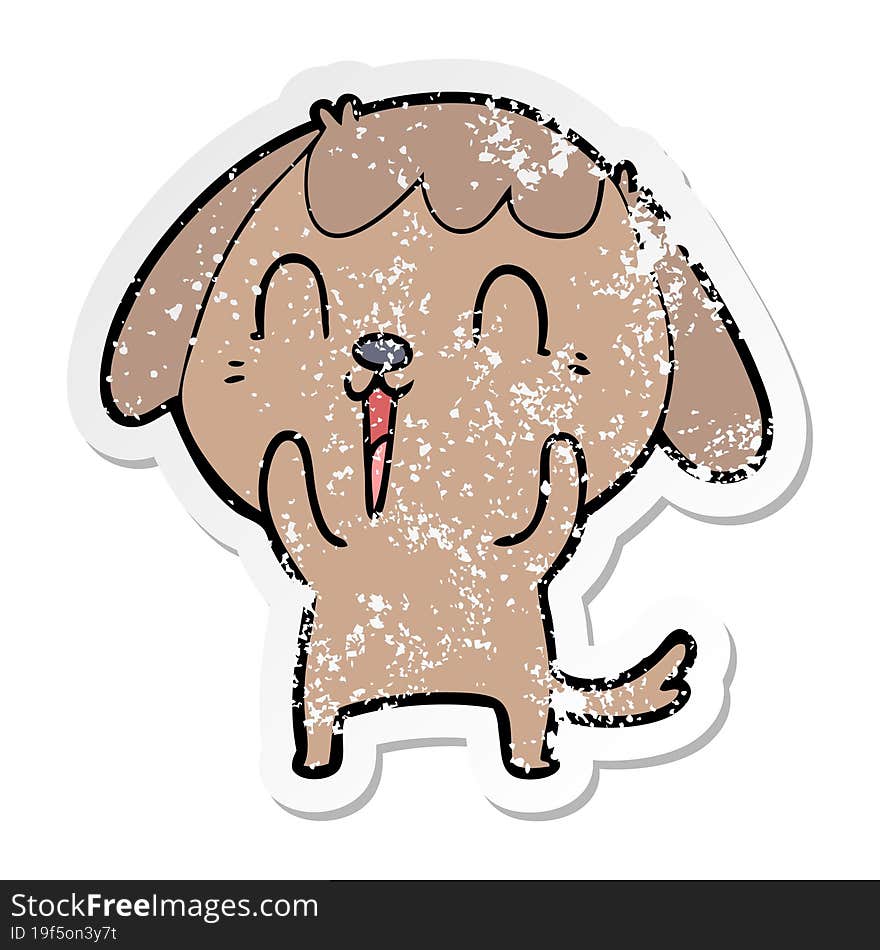 distressed sticker of a cute cartoon dog