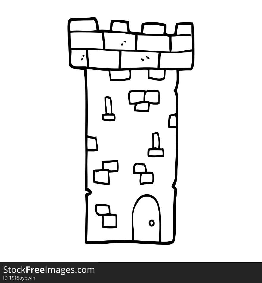 line drawing cartoon castle tower