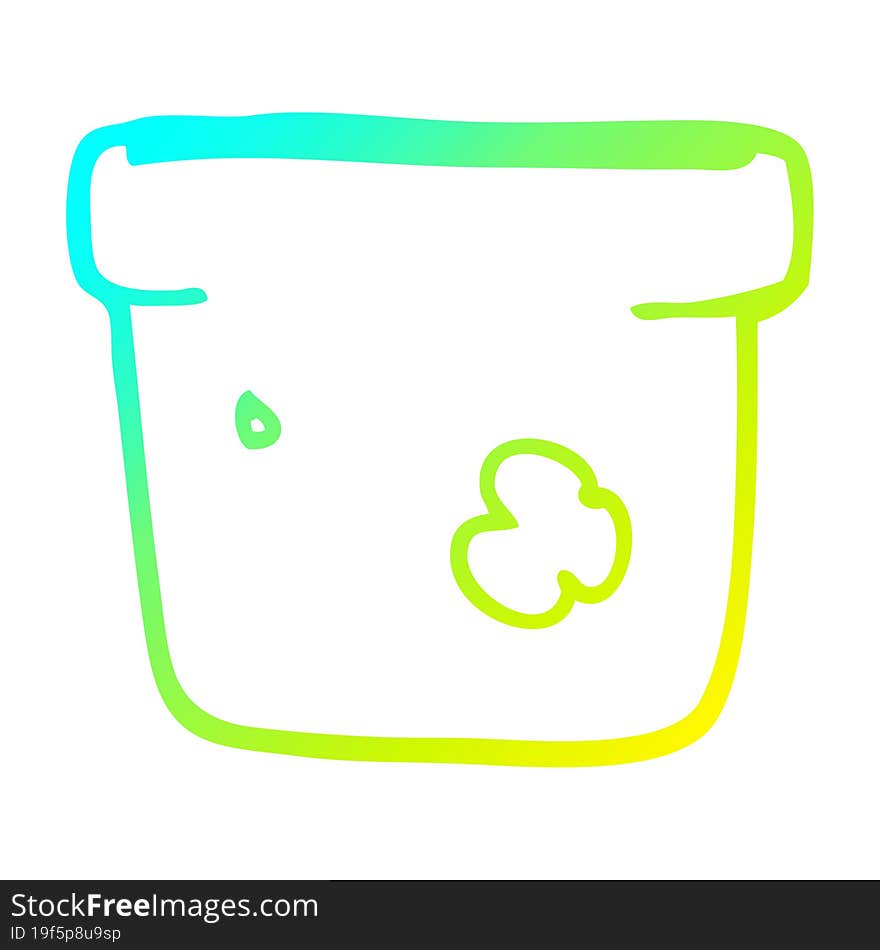 cold gradient line drawing of a cartoon plant pot