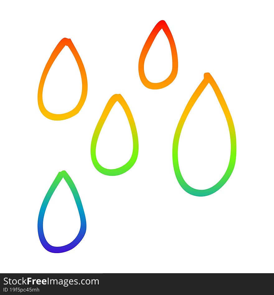 rainbow gradient line drawing of a cartoon green paint droplets