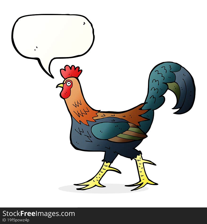 cartoon cockerel with speech bubble