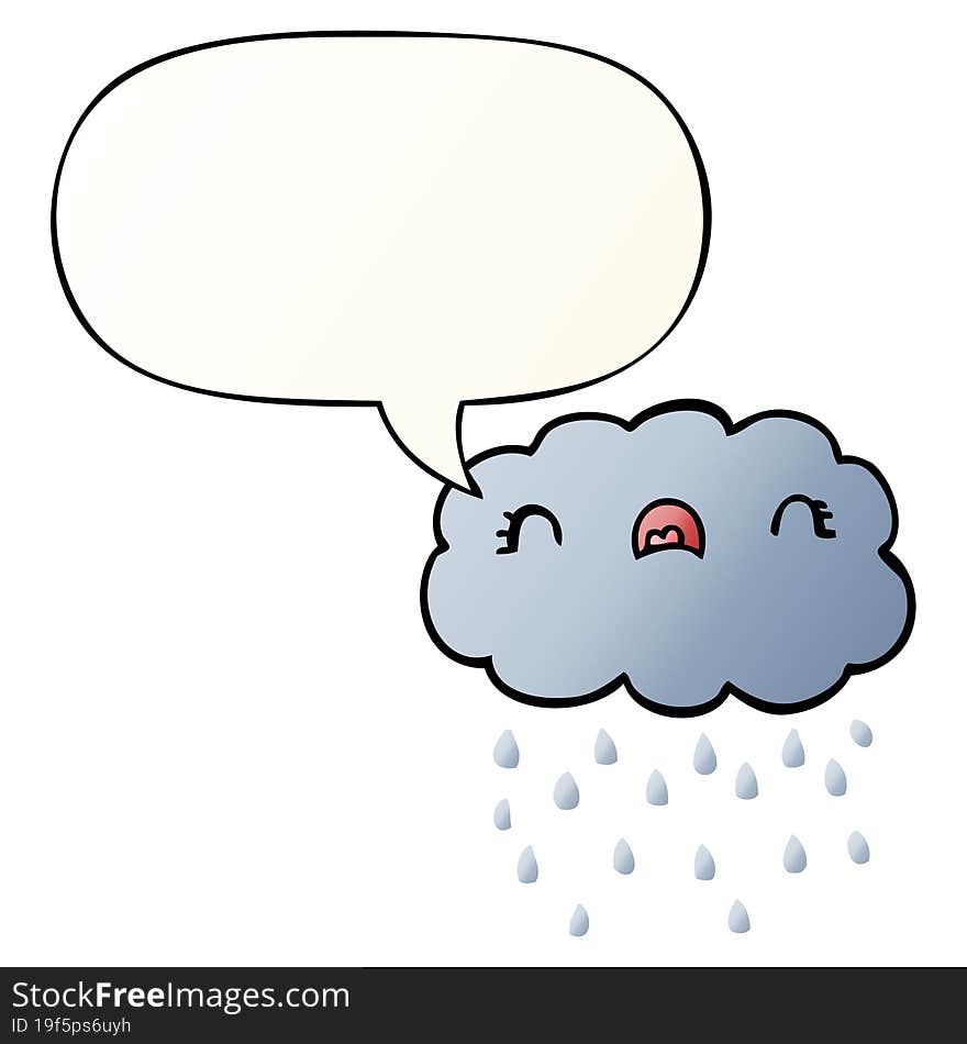 cute cartoon cloud and speech bubble in smooth gradient style