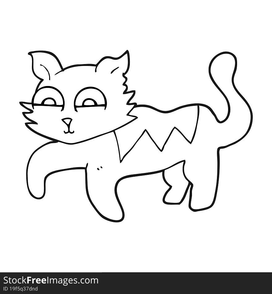 Black And White Cartoon Cat