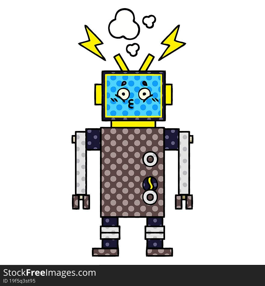 Comic Book Style Cartoon Robot