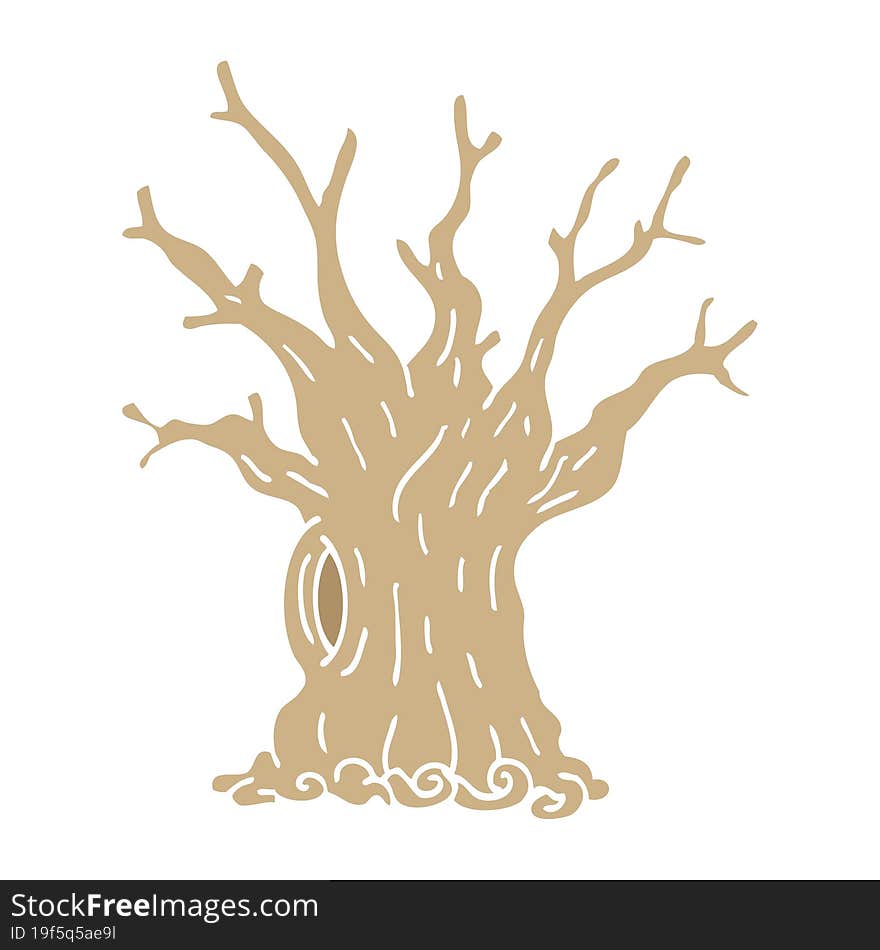 Flat Color Illustration Cartoon Tree