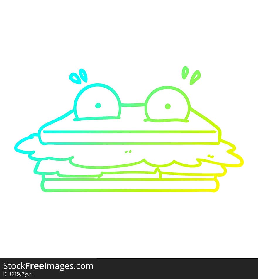 cold gradient line drawing sandwich cartoon character