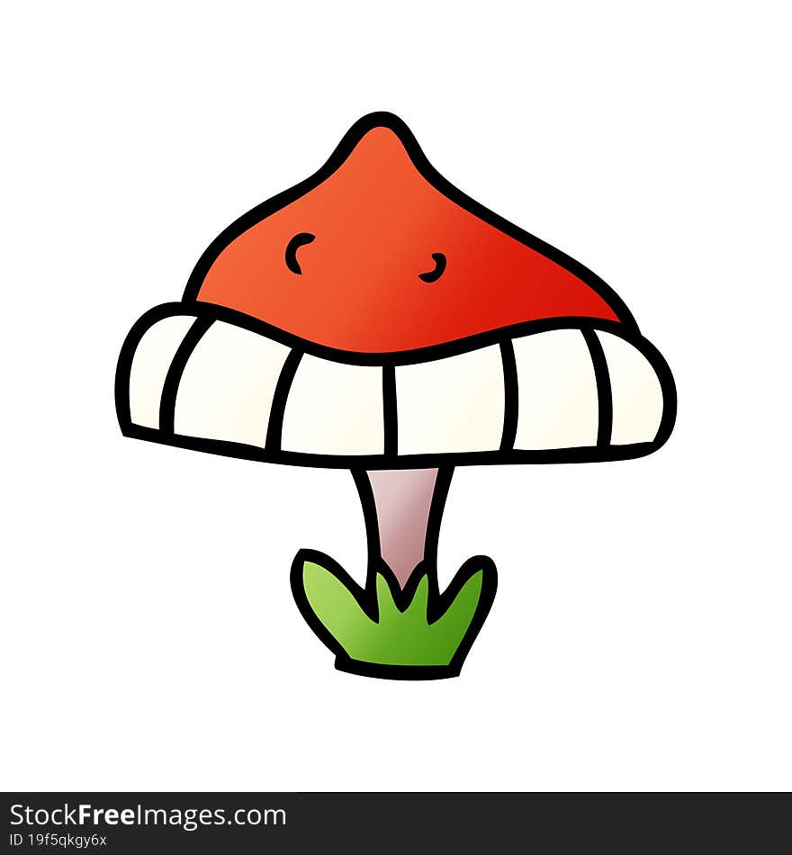hand drawn gradient cartoon doodle of a single toadstool