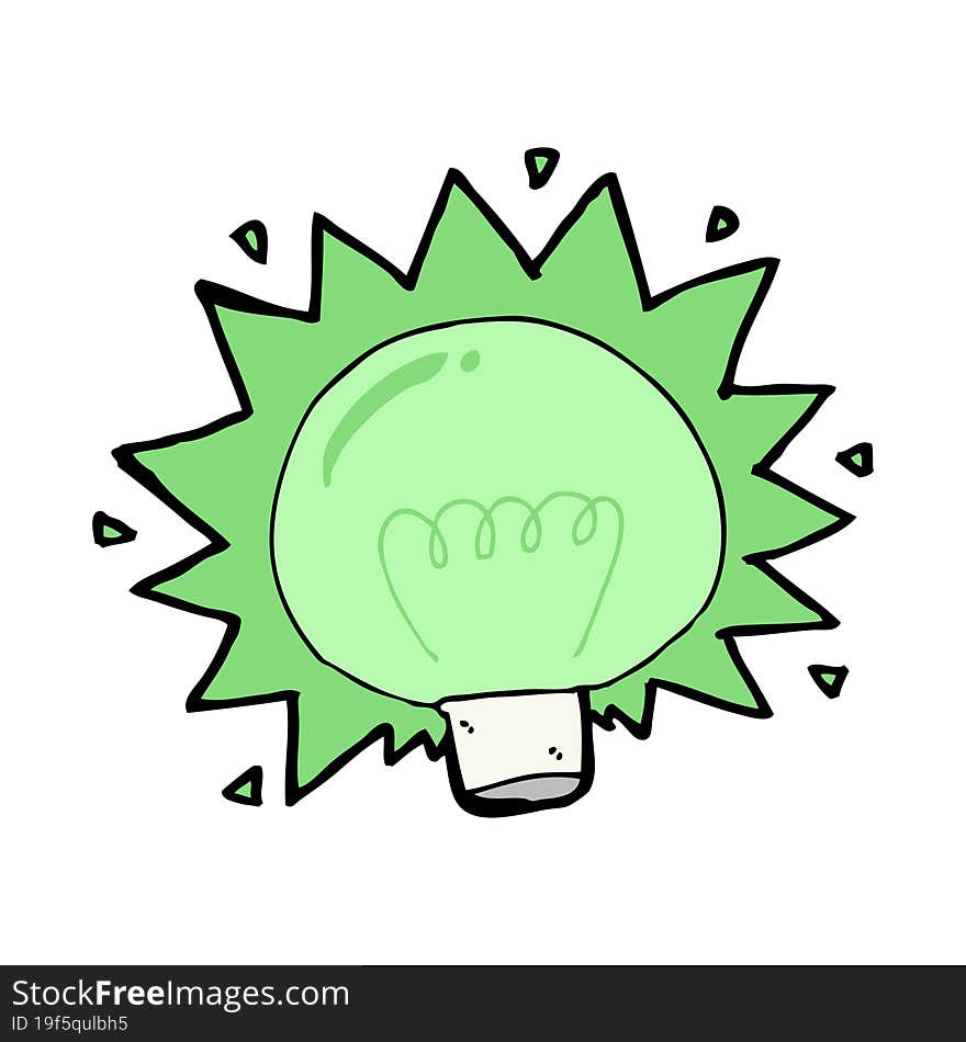 Cartoon Flashing Green Light Bulb