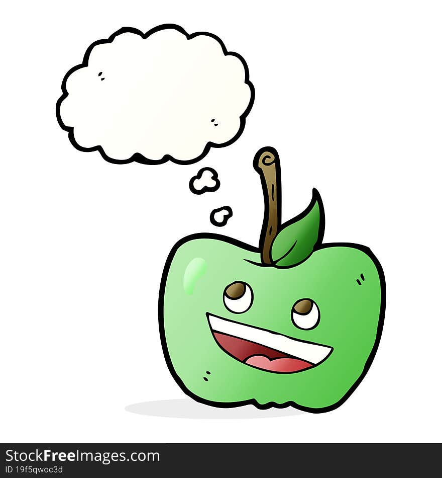 cartoon apple with thought bubble