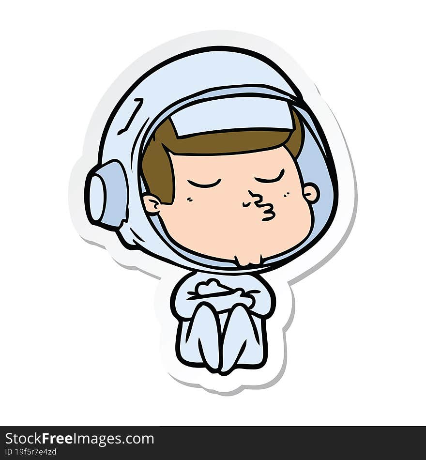 sticker of a cartoon confident astronaut