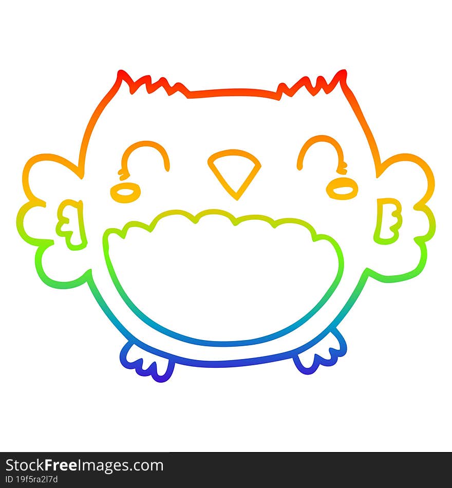 rainbow gradient line drawing cute cartoon owl