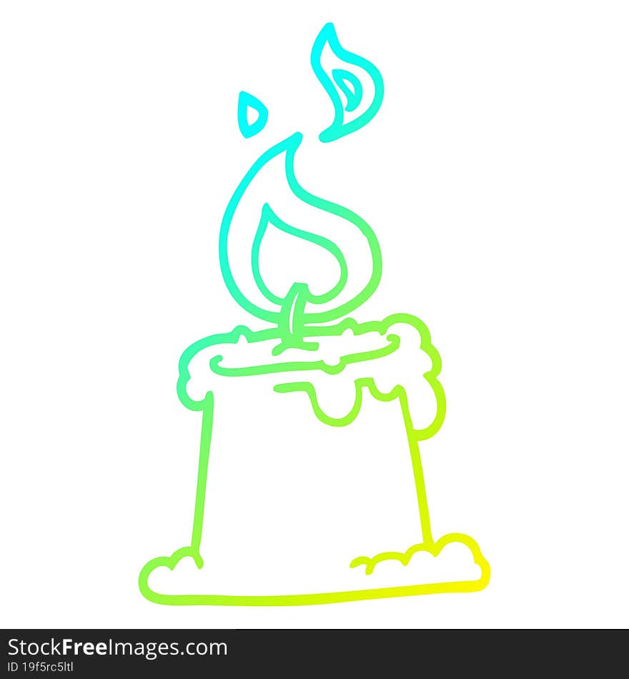 Cold Gradient Line Drawing Cartoon Candle Burning