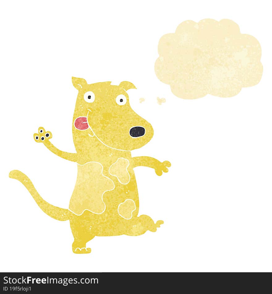 cartoon happy dog with thought bubble