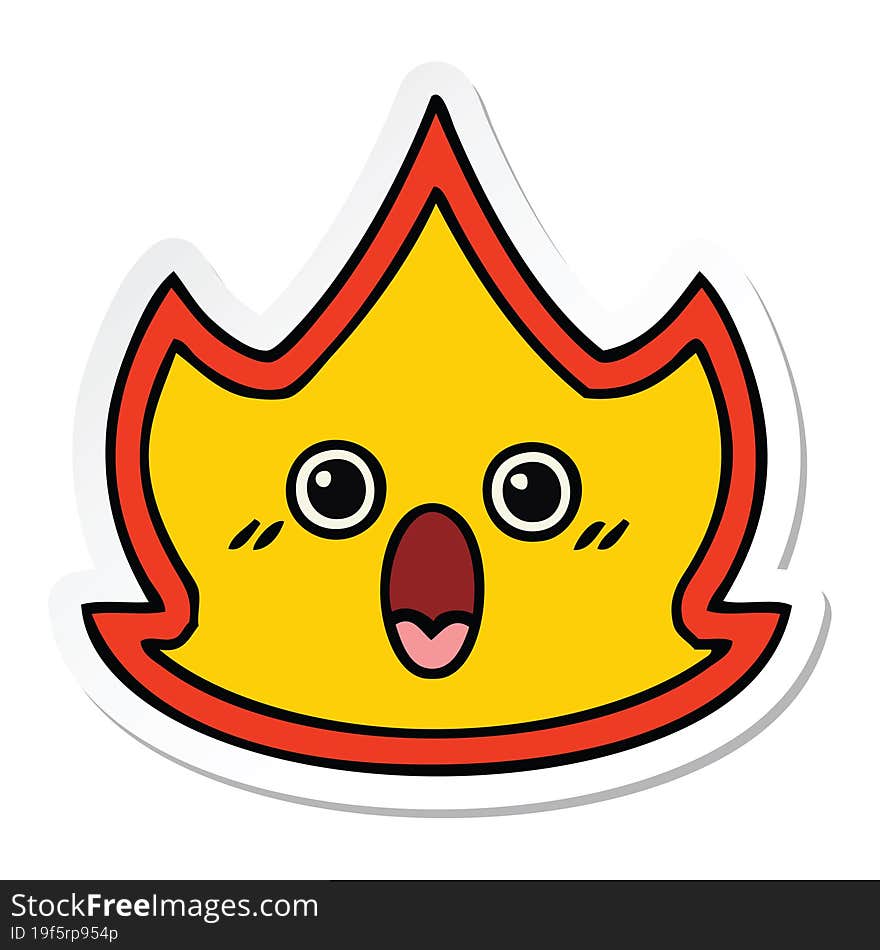 sticker of a cute cartoon fire