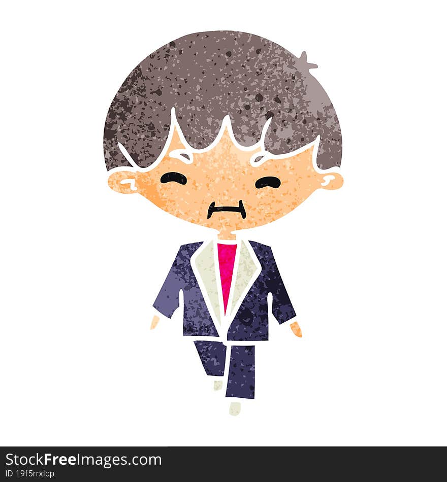 retro cartoon kawaii cute businessman in suit