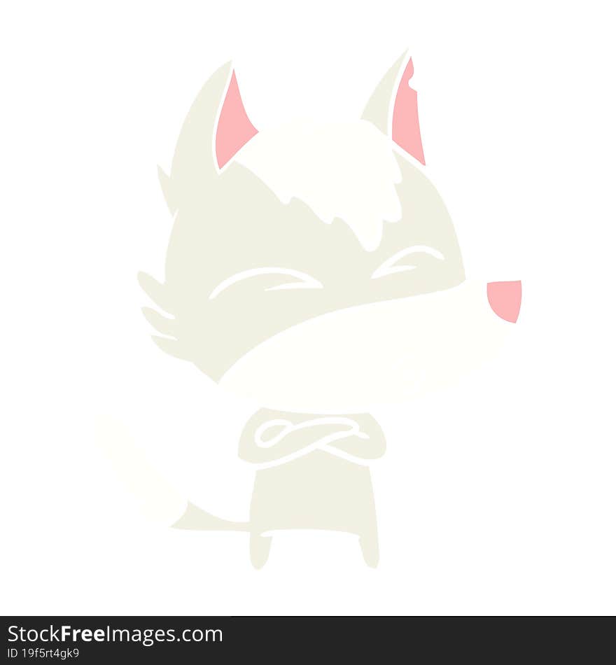 flat color style cartoon wolf whistling