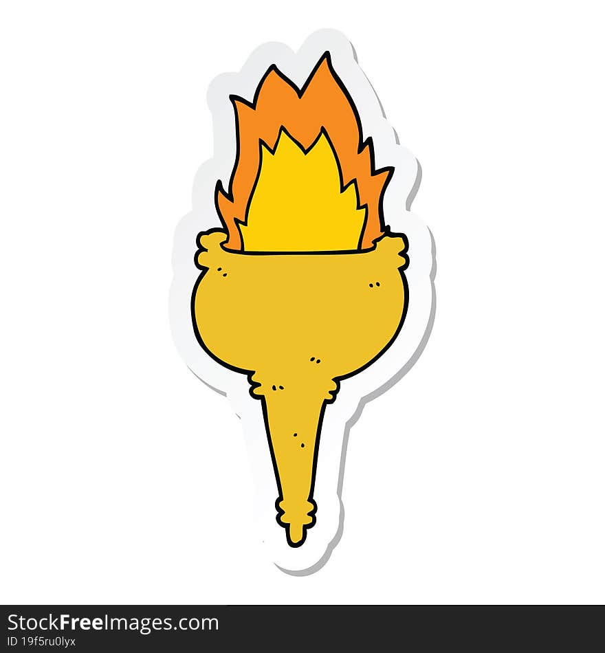 Sticker Of A Cartoon Flaming Torch