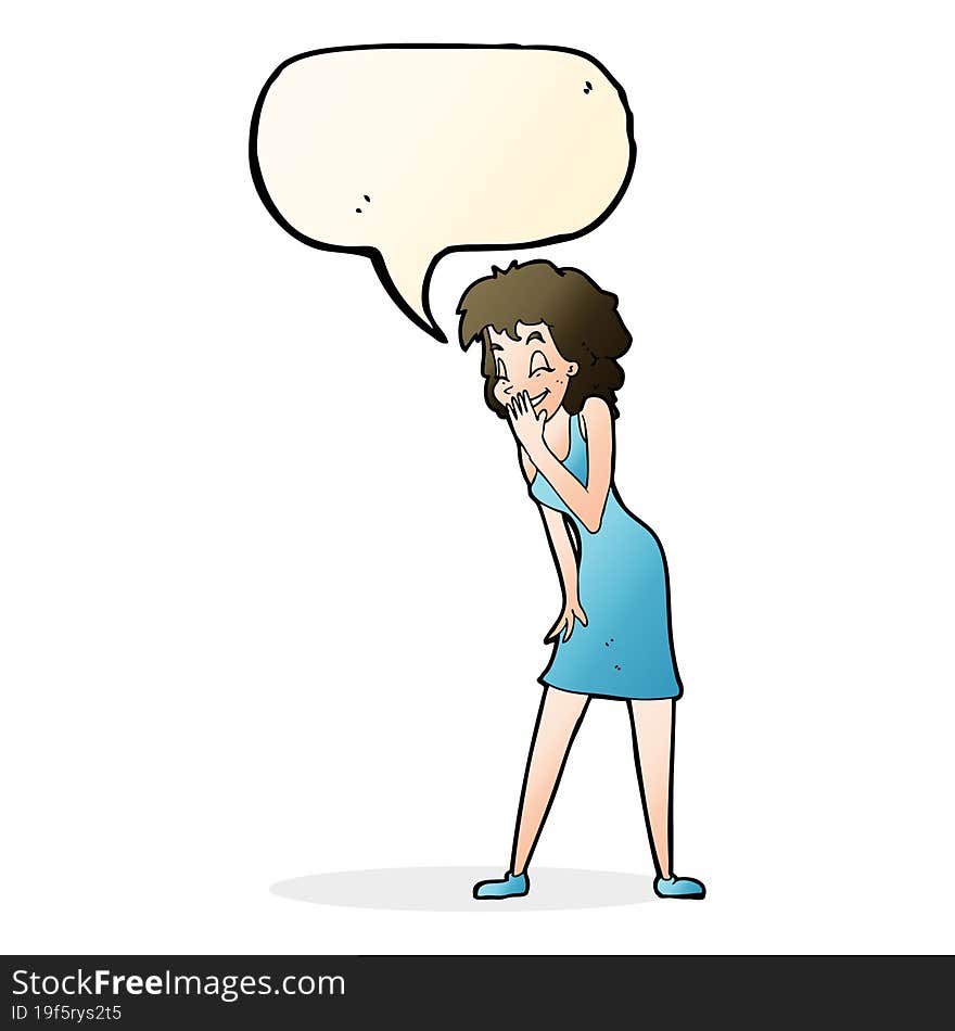 cartoon woman laughing with speech bubble