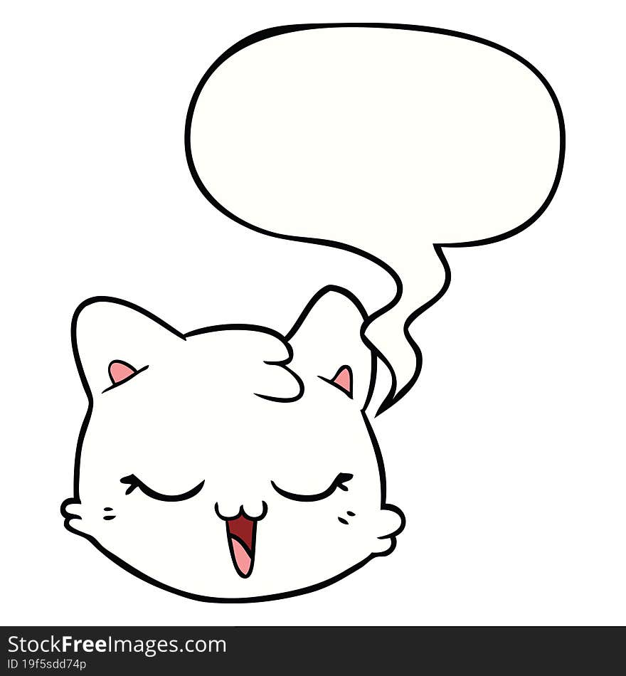 cartoon cat face and speech bubble